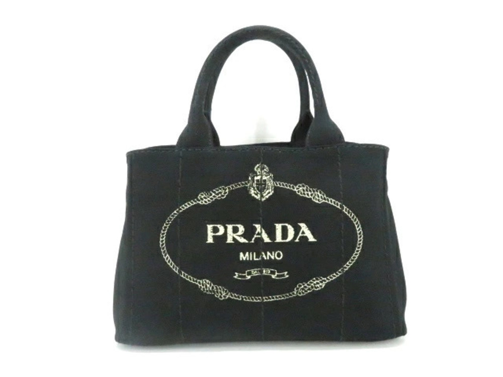 Prada Bag Canapa Handbag Canvas Black